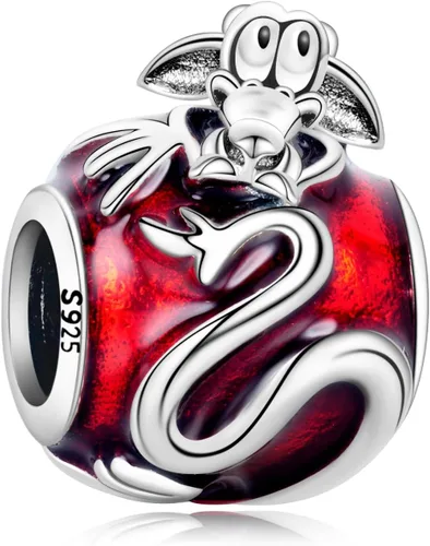 Miniatura 169 de Dijes de plata de ley 925 de dibujos animados de pato, ratón, oso, elefante, dragón chino, cuentas colgantes para pulseras y collares, joyería