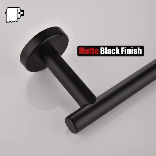 Miniatura 7 de JQK Soporte de papel higiénico negro, dispensador de papel higiénico de acero inoxidable 304 de 5 pulgadas de grosor de 0.032 in, montaje en pared