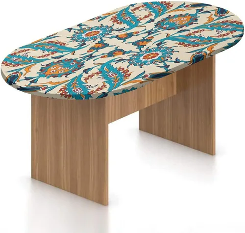 Miniatura 10 de Mantel ajustable ovalado de poliéster elástico para acuario, diferentes peces en la parte inferior del océano, mantel ajustable con estampado
