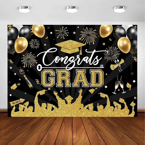 Miniatura 16 de Avezano Fondo de graduación Congrats Grad, decoraciones de fiesta de graduación de clase de 2026, fondo de sesión de fotos, felicitaciones