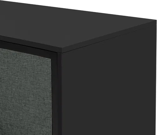 Miniatura 6 de Armario de almacenamiento de diseño curvo, armario de almacenamiento con 3 puertas y estantes ajustables, puertas de gabinete de lino, mango redondo