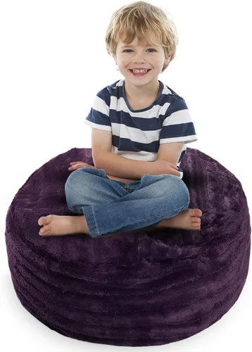 Cheer Collection Puf de almacenamiento de animales de peluche, organizador de almacenamiento de juguetes para niños y puf con asa, bolsa de piel