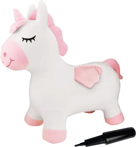 Miniatura 3 de LEXiBOOK Caballo de salto inflable, bomba manual incluida, plástico seguro y duradero, azul, BG050