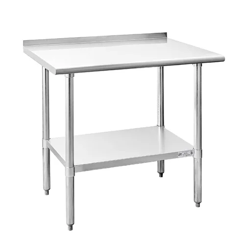Miniatura 21 de Mesa de acero inoxidable para preparación y trabajo, con ruedas giratorias, mesa resistente, comercial NSF, con estante inferior y protector