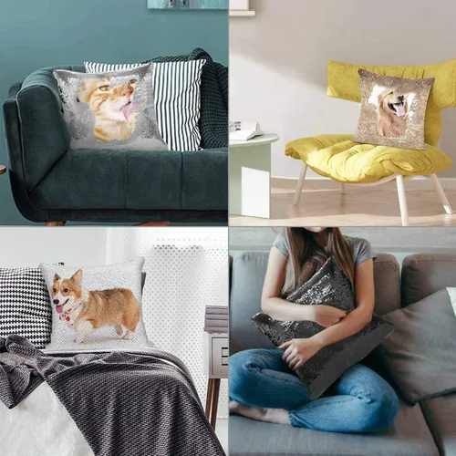 Miniatura 6 de LingLing Design - Almohada personalizada de lentejuelas, almohadas de fotos personalizadas, decoración mágica reversible del hogar, regalos