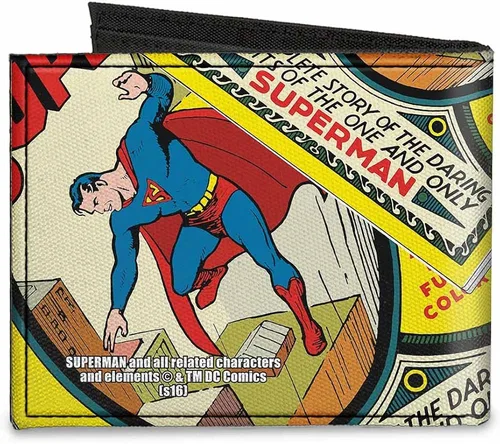 Miniatura 2 de Billetera plegable de lona con hebilla Classic Superman #1 Flying Cover Pos accesorio