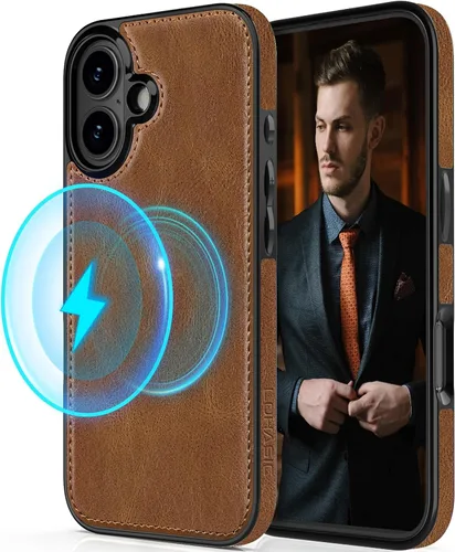 Miniatura 13 de LOHASIC Funda diseñada para iPhone 14 Pro, elegante cubierta trasera magnética de cuero de negocios, a prueba de golpes, compatible con fundas Negro