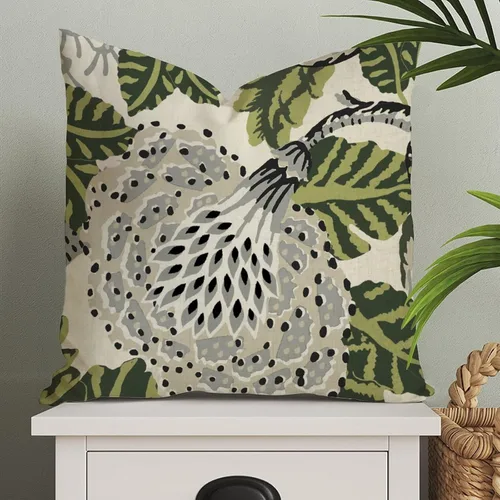 Miniatura 16 de ArogGeld Fundas de Almohada Euro Sham Florales Verde y Blanco Gris Estilo Chinoiserie Funda de Almohada Asiática Funda de Cojín Decorativo 18x18