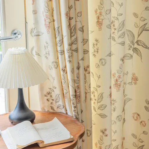 SUOUO Cortina Floral para Sala de Estar Chenille Estampada Boho Flores Silvestres Botánicas de 96 Pulgadas de Largo 2 Paneles Filtrado de Luz Café