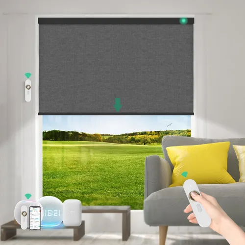 Miniatura 10 de Persianas motorizadas con control remoto [motor 100% opacas y silencioso] Persianas inteligentes compatibles con Alexa Google HomeKit, persianas