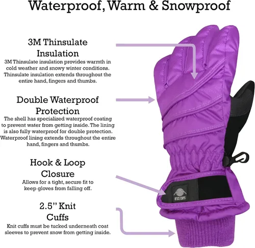 Miniatura 2 de N'Ice Caps - Guantes de invierno cálidos impermeables para niños con tecnología Thinsulate
