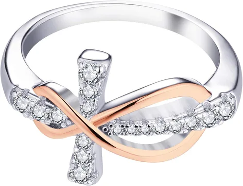 Miniatura 2 de JO WISDOM Anillo infinito de cruz de plata de ley 925 Circonita plata