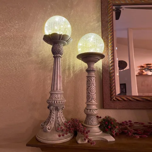 Miniatura 3 de Lámpara LED de globo agrietado de 6 pulgadas, funciona con pilas, luz de bola de vidrio agrietado de mercurio dorado con interruptor inferior