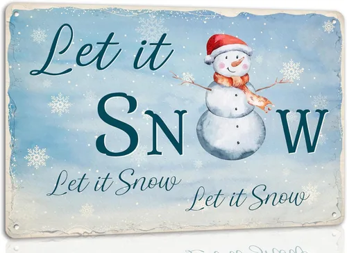 Cartel de metal con texto en inglés "Let It Snow" de hojalata con temática navideña, póster de arte vintage, decoración de pared para el hogar, Hd-9