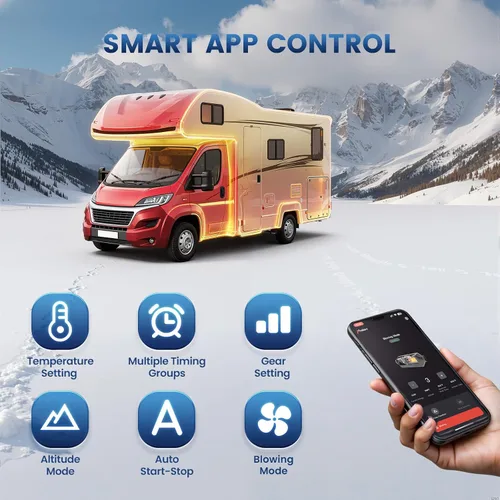 Miniatura 3 de Calentador Diésel de 5KW, Calentador de Aire Diésel de Estacionamiento HBU1S de 10L Calentamiento Rápido 12/24V con Control de Aplicación Bluetooth