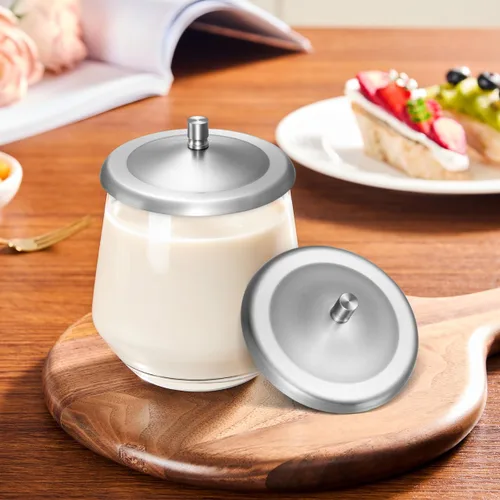 Miniatura 8 de Luxshiny 5 tapas de taza de acero inoxidable multiusos para tazas, sellos de bebidas a prueba de fugas para tazas de café, té, agua, tapa redonda