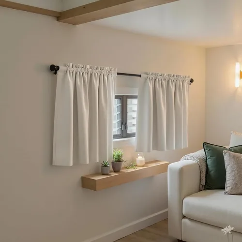 Miniatura 6 de Mrs.Naturall - Cortinas opacas cortas beige para ventanas pequeñas de 18x24 pulgadas de largo