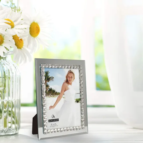 Miniatura 4 de Malden International Designs - Marco de fotos de cristal con joyas (5 x 7 pulgadas)