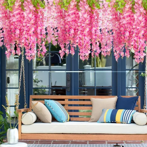 Miniatura 2 de OUKEYI Guirnalda de flores artificiales de glicina, 12 unidades, flores falsas de seda de 3.6 pies para colgar en interiores y exteriores, hogar