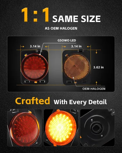 Miniatura 6 de Luces LED secuenciales de marcador lateral para guardabarros delanteros para J-e-e-p Wrangler JK 2007-2019, lámparas de marcador de parachoques