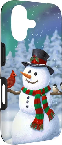 Miniatura 3 de Funda para iPhone 17 con diseño de muñeco de nieve y pájaros en invierno