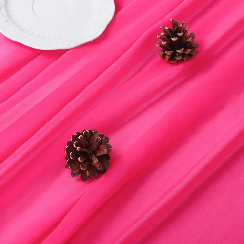 Miniatura 2 de DUOBAO Hot Pink Table Runner 10ft Chiffon Table Runner 29''x120'' Sheer Fabric for Wedding, Party, and Bridal Shower Decor