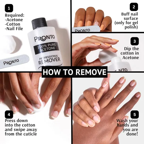 Miniatura 8 de Pronto - Acetona 100 % pura, removedor de esmalte de uñas rápido y profesional, para uñas naturales, gel, acrílicas, esculpidas (8 onzas líquidas)
