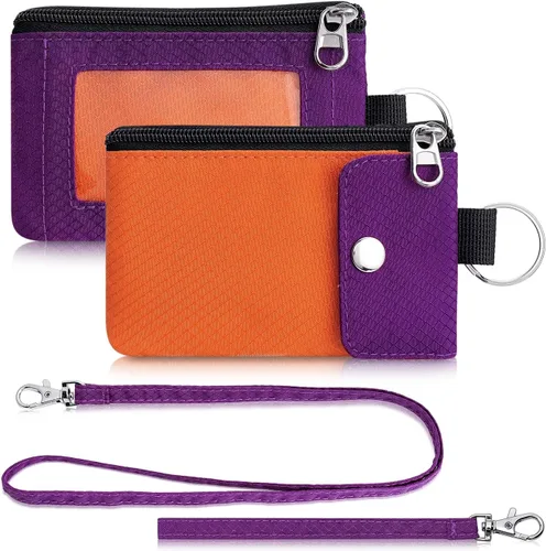 Miniatura 64 de Artpaxy Cartera minimalista para hombres y mujeres, llavero con bloqueo RFID, con cremallera, pequeña cartera con ventana de identificación, 2