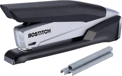 Bostitch Office InPower Engrapadora de escritorio ecológica, tecnología de un dedo, sin atascos, incluye 210 grapas, color negro (1100)