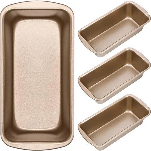 Miniatura 9 de Patelai Paquete de 4 moldes pequeños para hornear pan, antiadherentes, bandeja rectangular para hornear, molde para tostadas