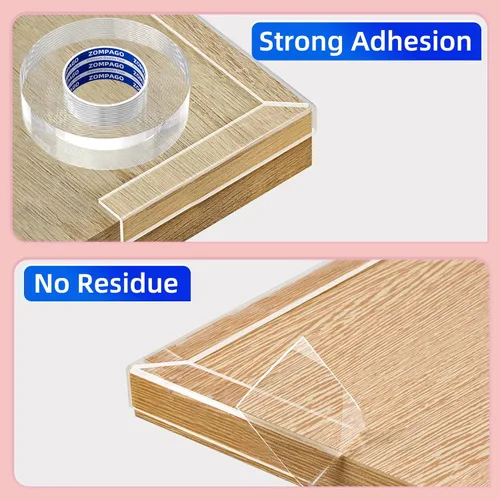 Miniatura 3 de ZOMPAGO Tira protectora de bordes a prueba de bebés, protectores de esquina transparentes para muebles, 1.2 pulgadas x 9.84 pies, protectores
