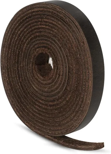 Miniatura 27 de Ringsun Tiras de cuero negro planas de 2 pulgadas de ancho para manualidades, tiras de cuero de grano completo, cordón de cuero para manualidades