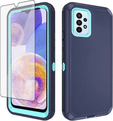 Miniatura 8 de Asuwish Funda de teléfono para Samsung Galaxy A23 5G con protector de pantalla de vidrio templado y cubierta para celda, híbrida, resistente, a Negro