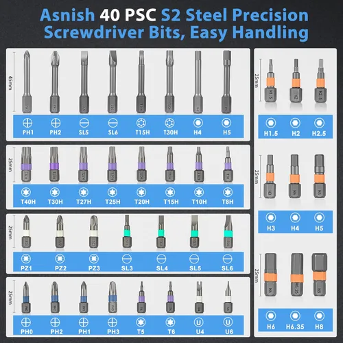 Miniatura 3 de Juego de destornilladores magnéticos 42 en 1, kit de herramientas multibroca de acero S2 premium, portátil para electrónica, reparaciones