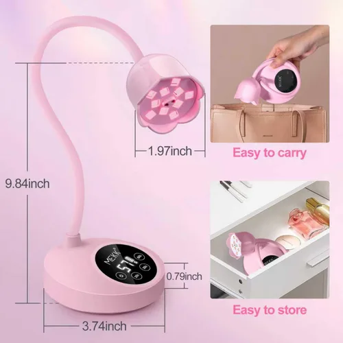 Miniatura 8 de MEKK - Lámpara de uñas de curación flash, 30 W, luz UV pequeña inalámbrica para uñas de gel Gooseneck, Auto Sensor, 4 Timers (10/30/60/90s)