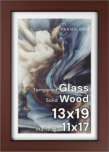 Miniatura 40 de Frame Amo Marco de póster de madera maciza de 13 x 19 pulgadas, color natural, tapete blanco para imagen de 11 x 17 pulgadas, parte frontal