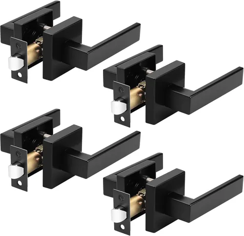 Miniatura 39 de Probrico - Juego de 5 manijas de puerta de paso resistentes para armarios y pasillos, juego de manijas de puerta sin llave de diseño cuadrado Oil