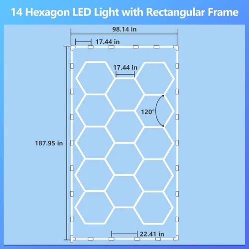 Miniatura 6 de ALLYES - Luces hexagonales de garaje, luces de techo súper brillantes, con interruptor inteligente, 3000 K/4500 K/6500 K, luz de techo para taller