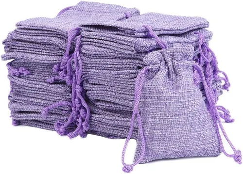 Miniatura 2 de Tvoip Paquete de 30 bolsas de arpillera con cordón, bolsas de regalo para bodas, fiestas y manualidades (morado claro, 4 x 5.5 pulgadas)