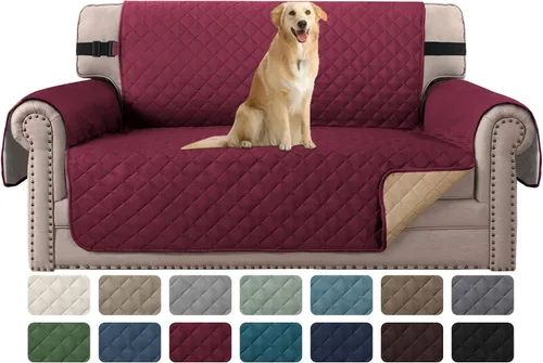 Miniatura 59 de H.VERSAILTEX Funda de sofá resistente al agua para sofá de 3 cojines, reversible, protector de muebles acolchado con correa elástica, funda de sofá