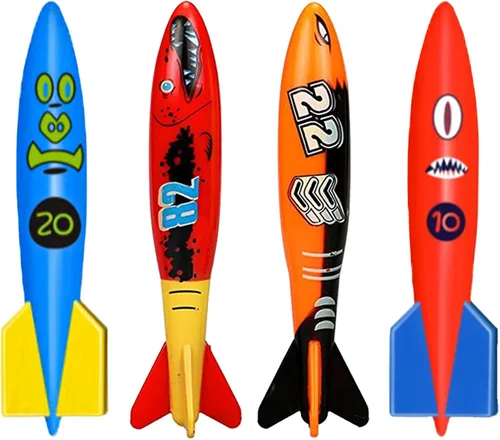 Miniatura 7 de Jasonwell Juguetes de buceo en la piscina, 25 piezas de juguetes de piscina con palos de buceo y anillos, tesoros submarinos, bandidos de torpedos