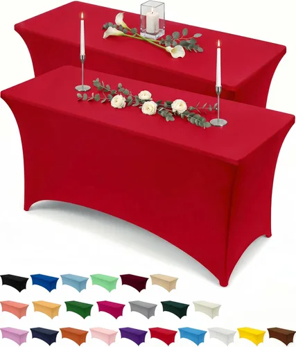 Miniatura 42 de Utopia Kitchen Mantel rectangular de spándex de 4 pies [1 unidad, negro] 200 GSM elástico, ajustado, lavable y resistente a las arrugas, cubierta