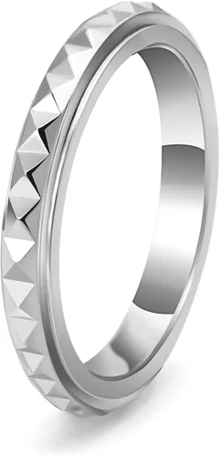 Nanafast Anillos de ansiedad de acero de titanio de 0.118 pulgadas para mujeres y hombres, anillos multifacéticos para ansiedad, anillos giratorios