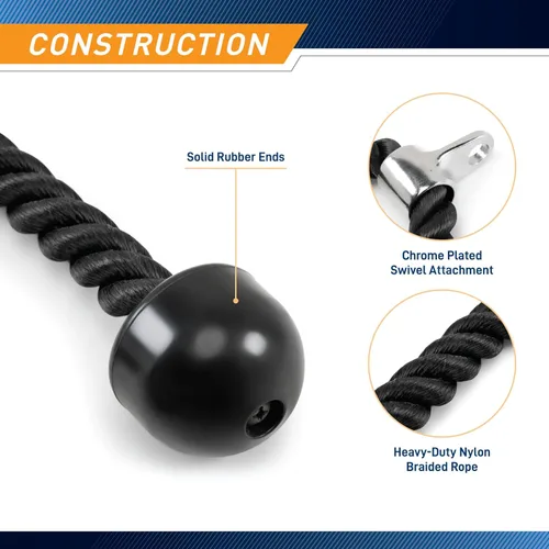 Miniatura 3 de Marcy - Cuerda de tríceps de nailon resistente para entrenamiento de la parte superior del cuerpo TCR-24