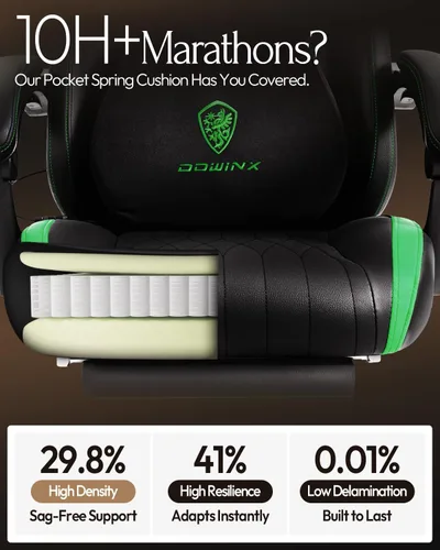 Miniatura 8 de Dowinx Silla de videojuegos para videojuegos con masaje de cuello Shiatsu y soporte lumbar para el hogar, oficina, respaldo alto, reclinable, altura
