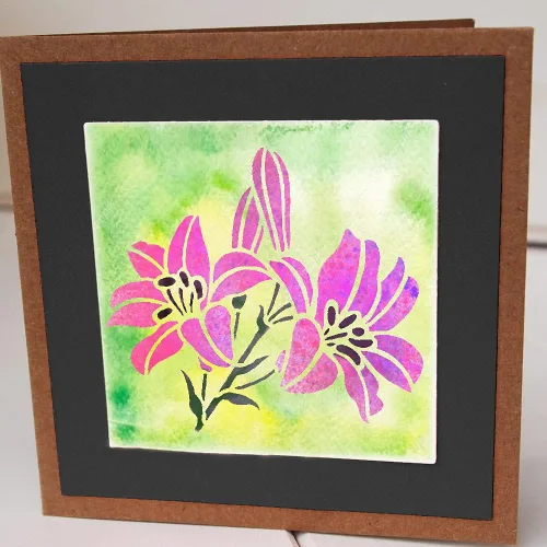 Miniatura 3 de Lily Stencil - Plantillas de flores para pintar en madera, lienzo, papel, tela, pared, muebles, plantillas para manualidades, reutilizables