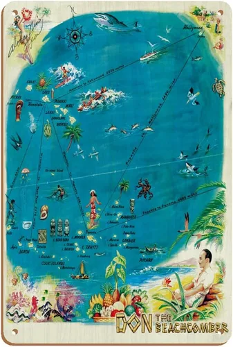 Miniatura 5 de Pacifica Island Art Mapa de las Islas Polinesias - Don the Beachcomber Tiki Bar and Restaurant - Cubierta de menú hawaiana vintage c.1959 - Cartel