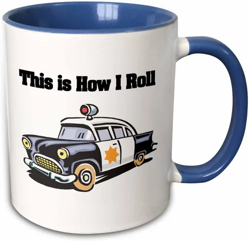 Miniatura 11 de 3dRose This Is How I Roll Police Cop Car 15oz Two-Tone Black Mug