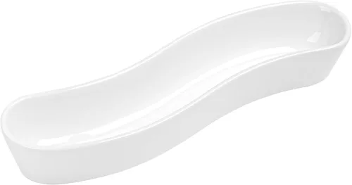Miniatura 10 de Restaurantware Swerve - Plato de oliva de 6 onzas, 1 bandeja curvada de aceituna, de porcelana blanca, resistente a astillas, canoa de olivo apta