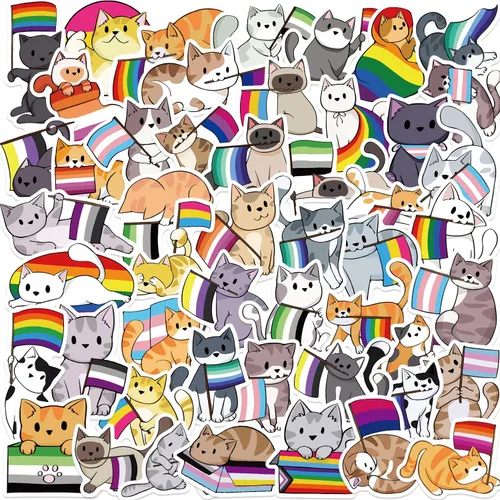 Adhesivos de Orgullo Gato, Adhesivos de Vinilo de Orgullo LGBT para Botella de Agua, Adhesivos para Álbum de Recortes, Regalo de Orgullo LGBT